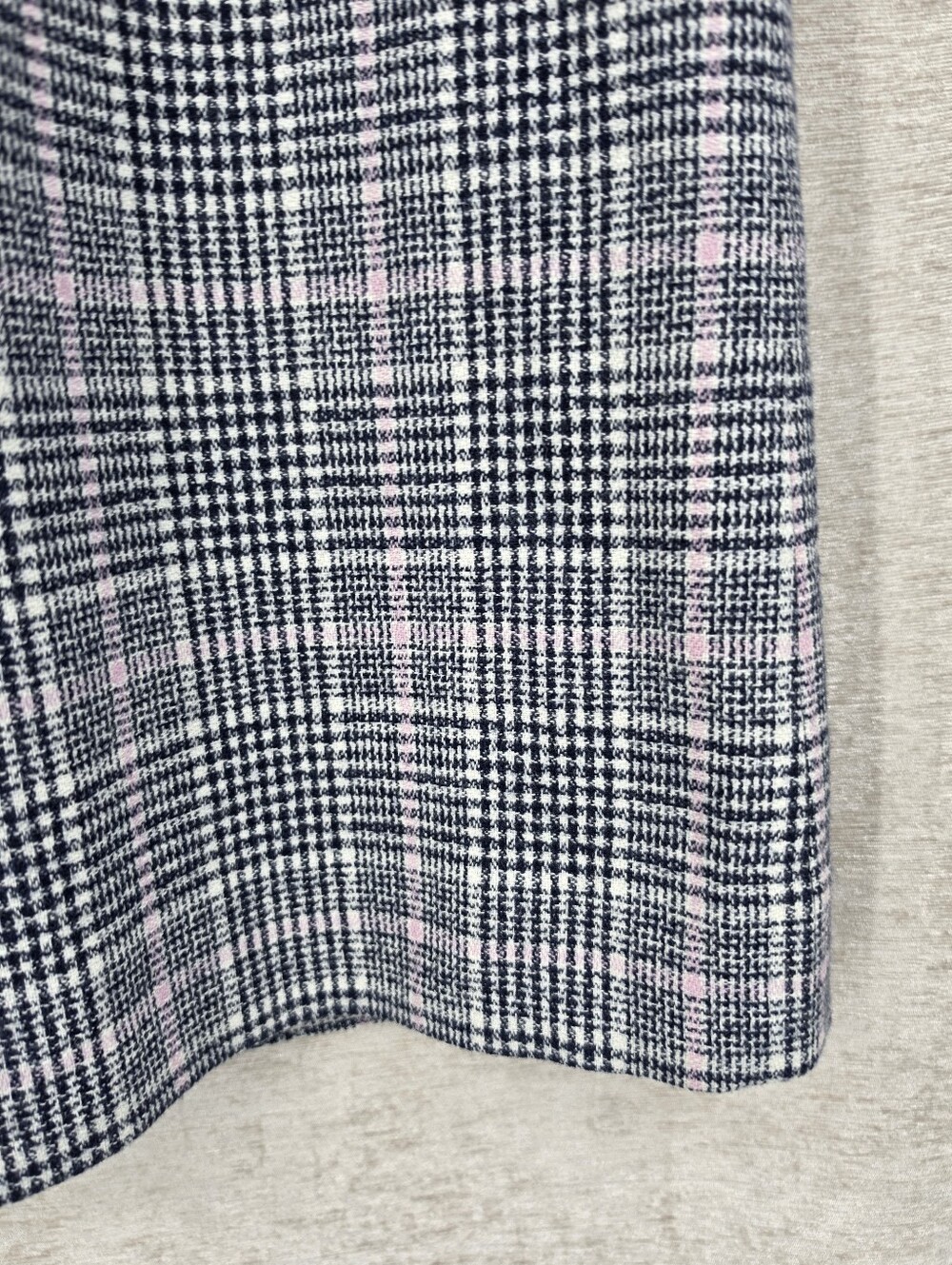 Pendelton Vintage Wool Midi Skirt Navy Blue White and Pink Plaid - Picture 2 of 7